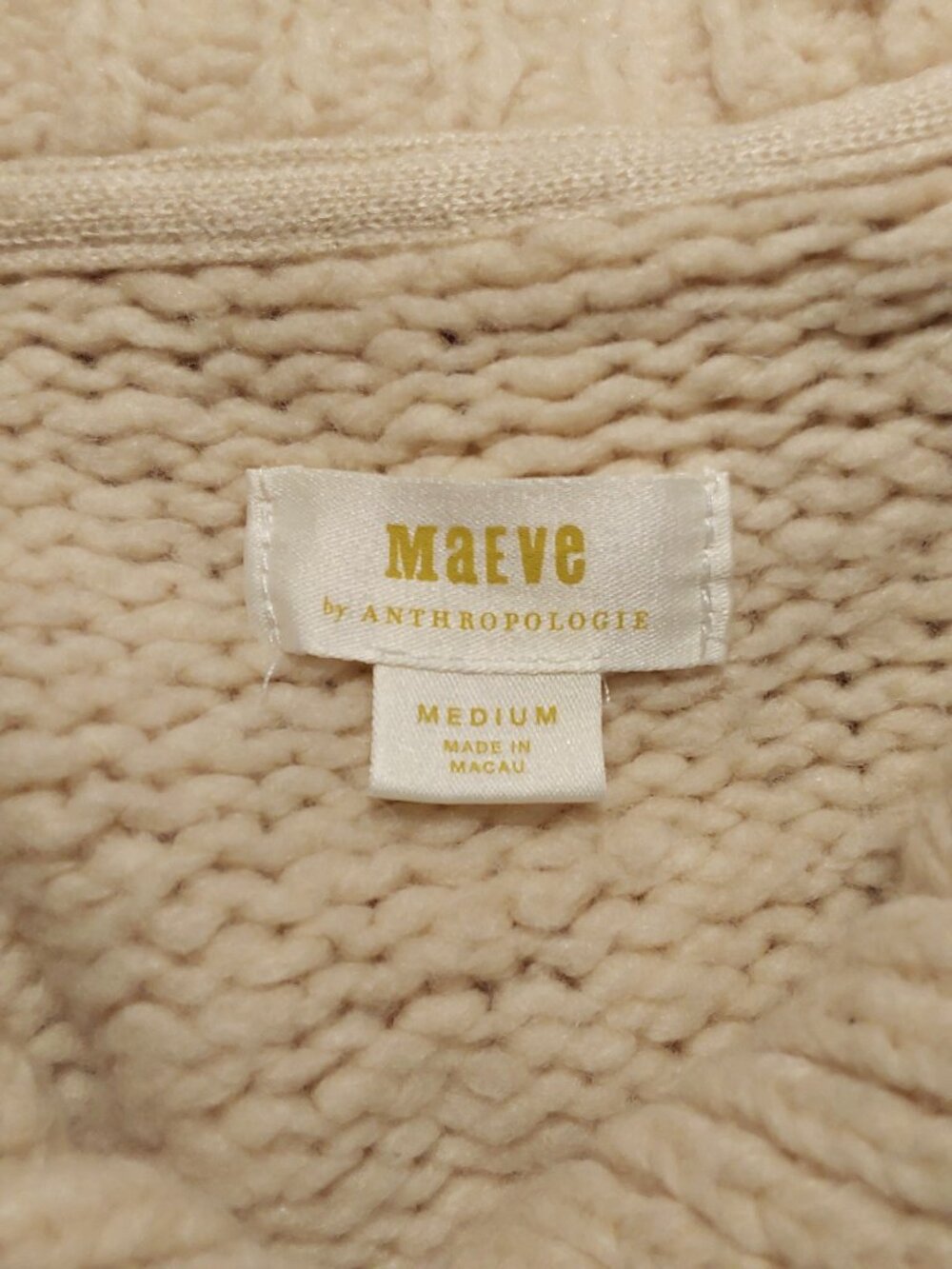 Maeve Anthropologie Wool-Blend Chunky Cardigan Sweater Jacket Coatigan Boho - M - Picture 8 of 10